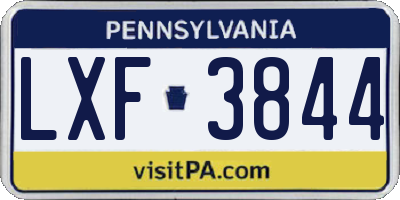 PA license plate LXF3844