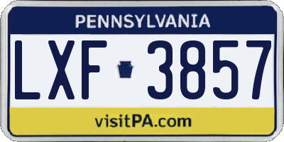 PA license plate LXF3857