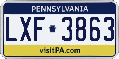 PA license plate LXF3863