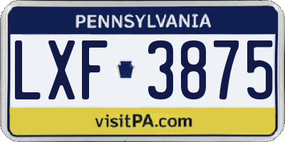PA license plate LXF3875
