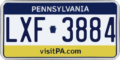 PA license plate LXF3884
