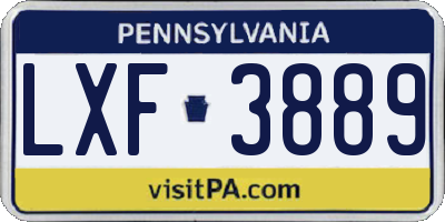 PA license plate LXF3889