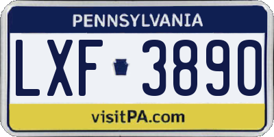 PA license plate LXF3890