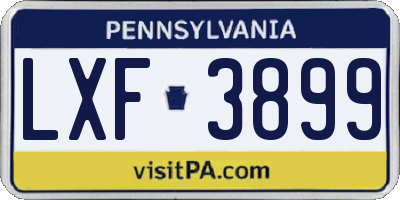 PA license plate LXF3899