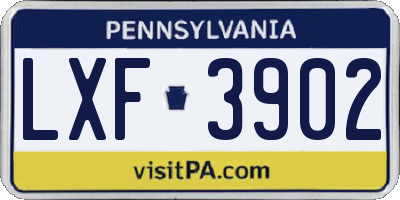PA license plate LXF3902