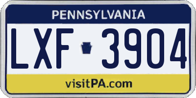 PA license plate LXF3904