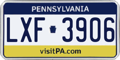 PA license plate LXF3906