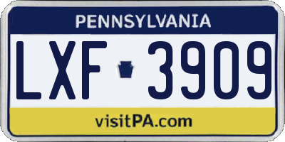 PA license plate LXF3909