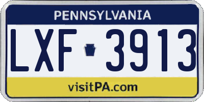 PA license plate LXF3913