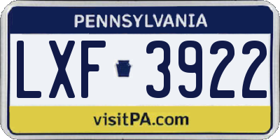 PA license plate LXF3922
