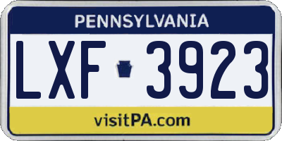 PA license plate LXF3923