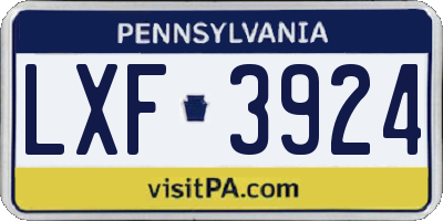PA license plate LXF3924