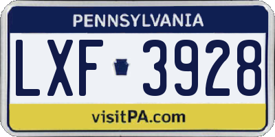 PA license plate LXF3928