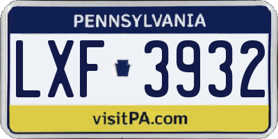 PA license plate LXF3932