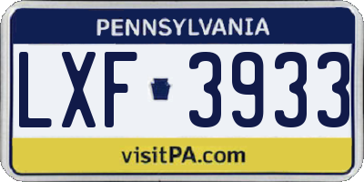 PA license plate LXF3933
