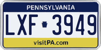 PA license plate LXF3949
