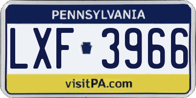 PA license plate LXF3966