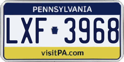 PA license plate LXF3968