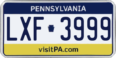 PA license plate LXF3999