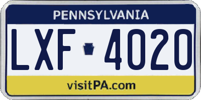 PA license plate LXF4020