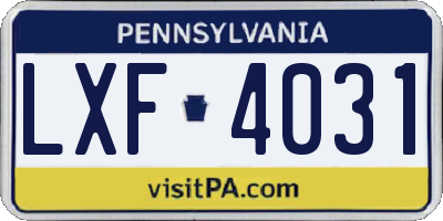 PA license plate LXF4031