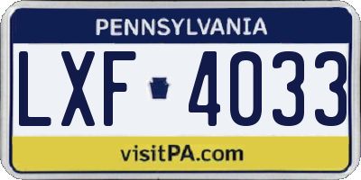 PA license plate LXF4033
