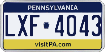 PA license plate LXF4043