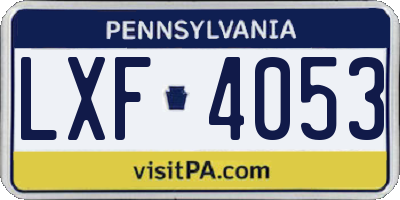 PA license plate LXF4053