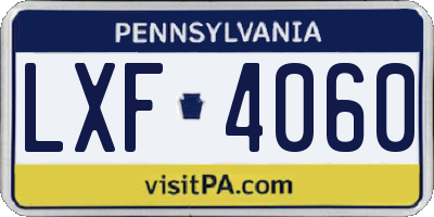 PA license plate LXF4060
