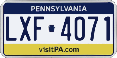 PA license plate LXF4071