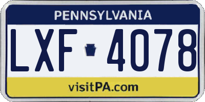 PA license plate LXF4078