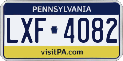 PA license plate LXF4082