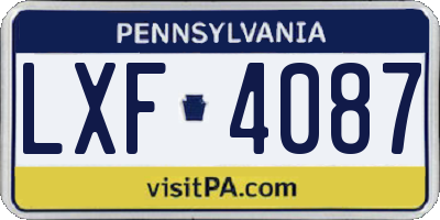 PA license plate LXF4087