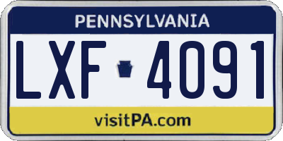 PA license plate LXF4091