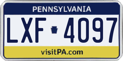 PA license plate LXF4097