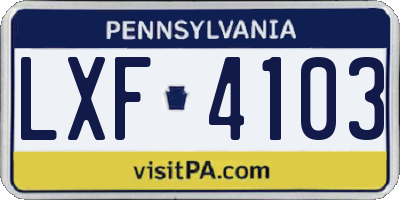 PA license plate LXF4103