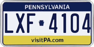 PA license plate LXF4104