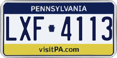 PA license plate LXF4113