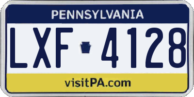 PA license plate LXF4128