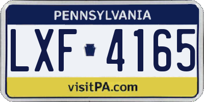 PA license plate LXF4165