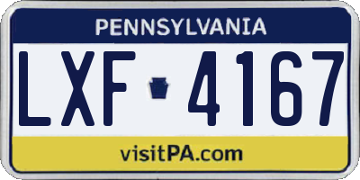 PA license plate LXF4167