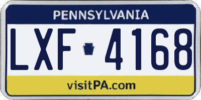 PA license plate LXF4168
