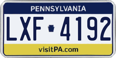 PA license plate LXF4192