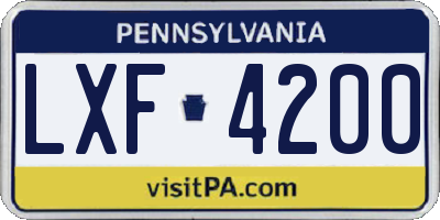 PA license plate LXF4200