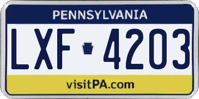 PA license plate LXF4203