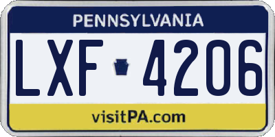 PA license plate LXF4206