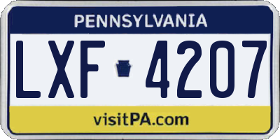 PA license plate LXF4207