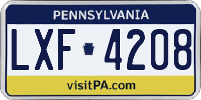 PA license plate LXF4208