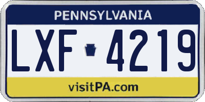 PA license plate LXF4219