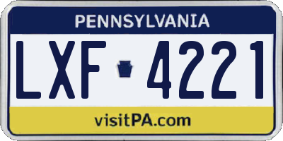 PA license plate LXF4221
